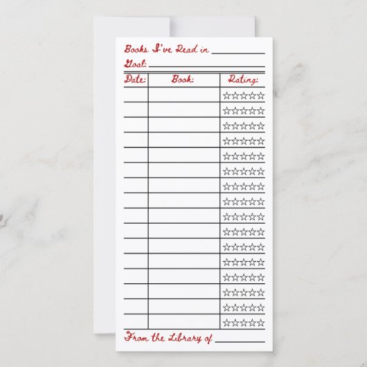 Reading List Tracker Flat Card (Vorderseite)