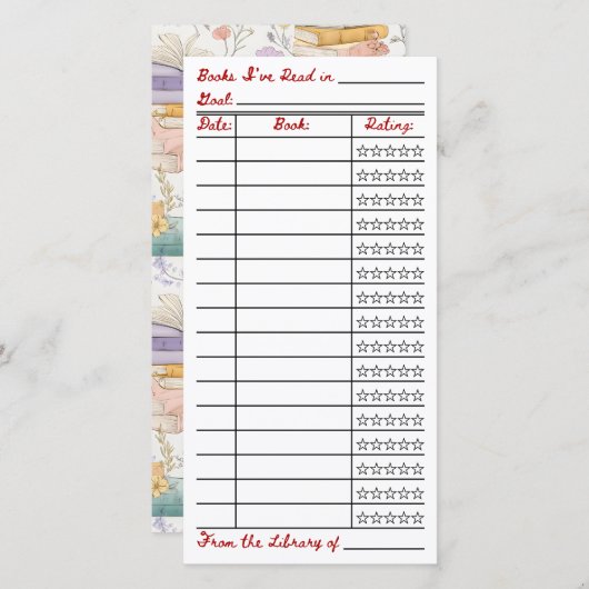 Reading List Tracker Flat Card (Vorne/Hinten)