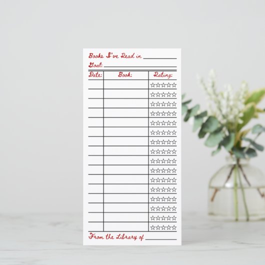 Reading List Tracker Flat Card (Stehend Vorderseite)
