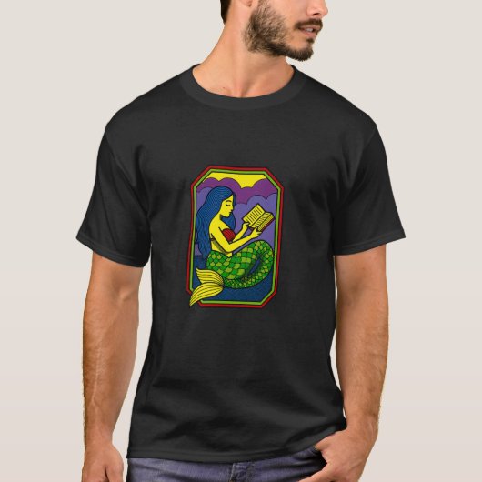 Reading Mermaid Fantasy Ocean Art for Book Lover T-Shirt (Vorderseite)