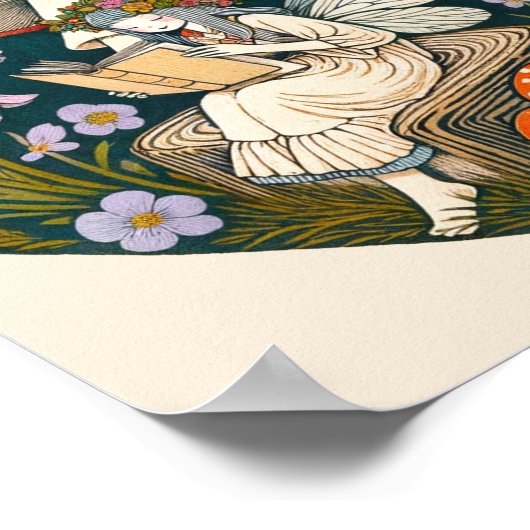 Reading Mushroom Fairy Poster (Ecke)