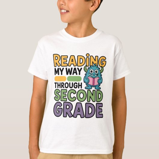 Reading My Way Through Second Grade Monster T-Shirt (Vorderseite)