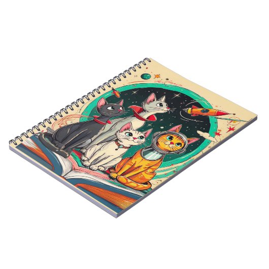 Reading Opens a Gateway to Cosmic Cat Adventures Notizblock (Linke Seite)