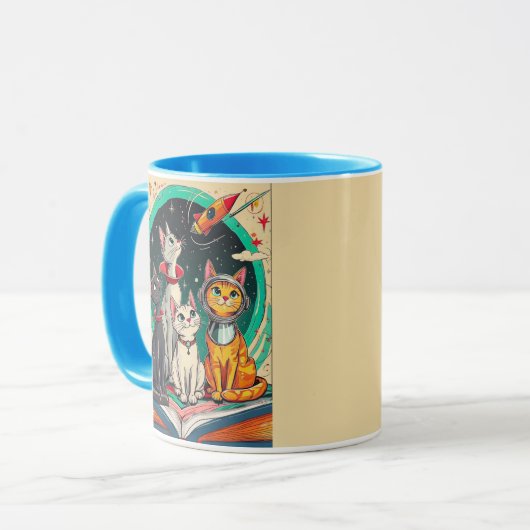 Reading Opens a Gateway to Cosmic Cat Adventures Tasse (Vorderseite Links)