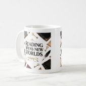 Reading Opens New Worlds Book Lover Graphi Kaffeetasse (Vorderseite Links)
