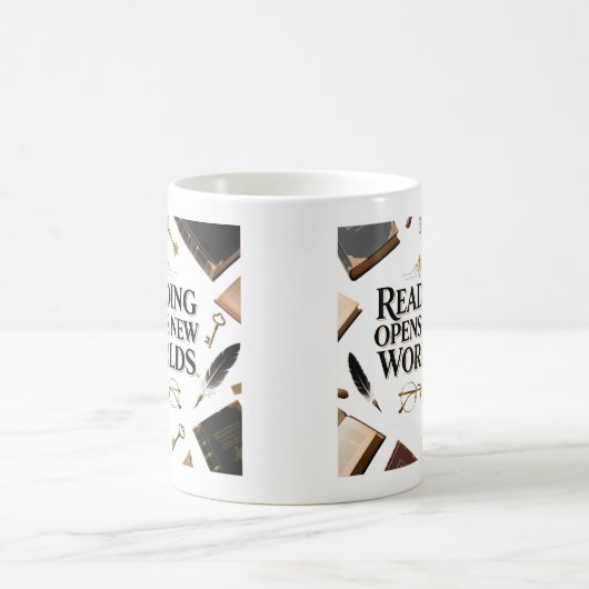 Reading Opens New Worlds Book Lover Graphi Kaffeetasse (Mittel)