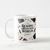 Reading Opens New Worlds Book Lover Graphi Kaffeetasse (Links)