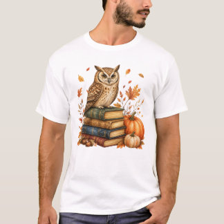 Reading Owl Herbst Halloween  T-Shirt