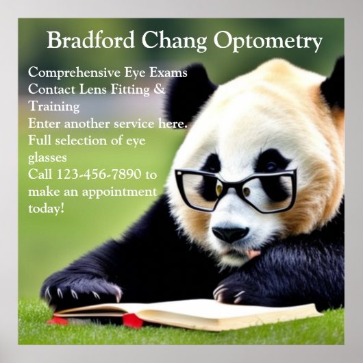 Reading Panda Chinese Optometrie Office anpassen Poster (Vorne)