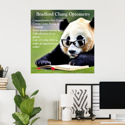 Reading Panda Chinese Optometrie Office anpassen Poster (Heimbüro)