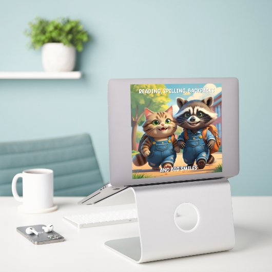 Reading, Rechtschreibung, Backpacks & Lächeln Aufk Aufkleber (Laptop auf Schreibtisch)