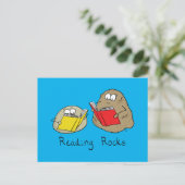 Reading Rocks Funny Book Postcard Postkarte (Stehend Vorderseite)