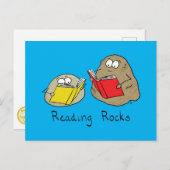 Reading Rocks Funny Book Postcard Postkarte (Vorne/Hinten)