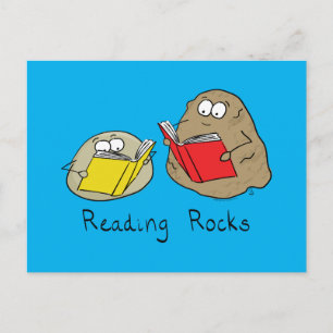 Reading Rocks Funny Book Postcard Postkarte