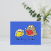 Reading Rocks Funny Book Postcard Postkarte (Stehend Vorderseite)