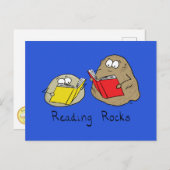 Reading Rocks Funny Book Postcard Postkarte (Vorne/Hinten)
