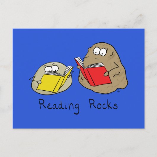 Reading Rocks Funny Book Postcard Postkarte (Vorderseite)