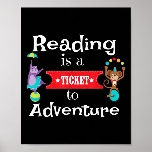 Reading Shirt For Kids And Teachers Circus Animal  Poster (Vorne)
