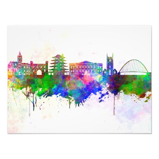 Reading skyline im Watercolor background Fotodruck (Vorne)