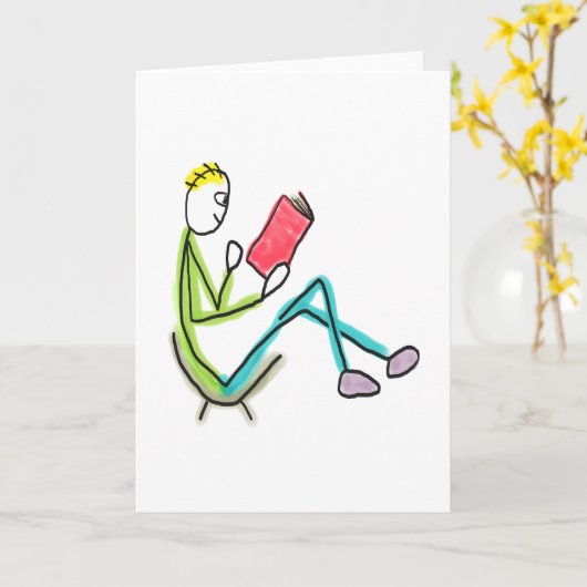 Reading Stickman Karte (Gelbe Blume)