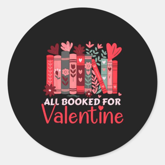 Reading Teacher Valentines Day All Booked For Val Runder Aufkleber (Vorderseite)