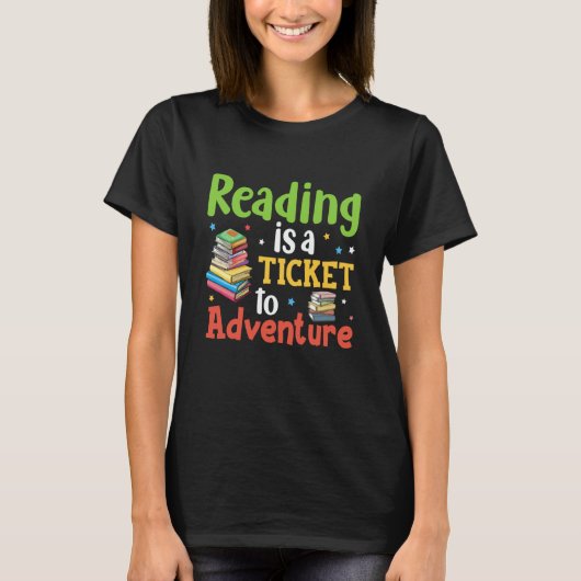 Reading Ticket Adventure Library Teacher Student B T-Shirt (Vorderseite)