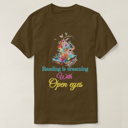 Reading träumt mit Bücherwurm-Leserei mit offenen T-Shirt (Design vorne)