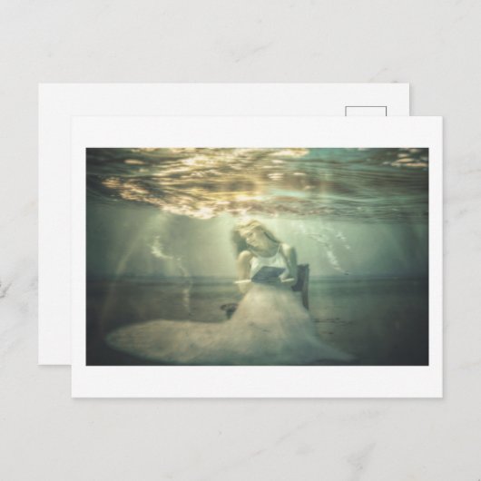Reading Under Sea bezaubernde originale Fantasy Ar Postkarte (Vorne/Hinten)