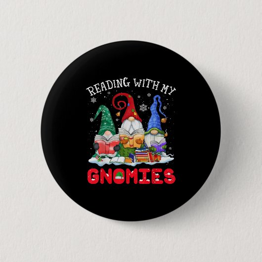Reading With My Gnomies Christmas Funny Gnomes Rea Button (Vorderseite)