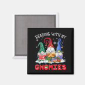 Reading With My Gnomies Christmas Funny Gnomes Rea Magnet (Vorderseite/Rückseite)
