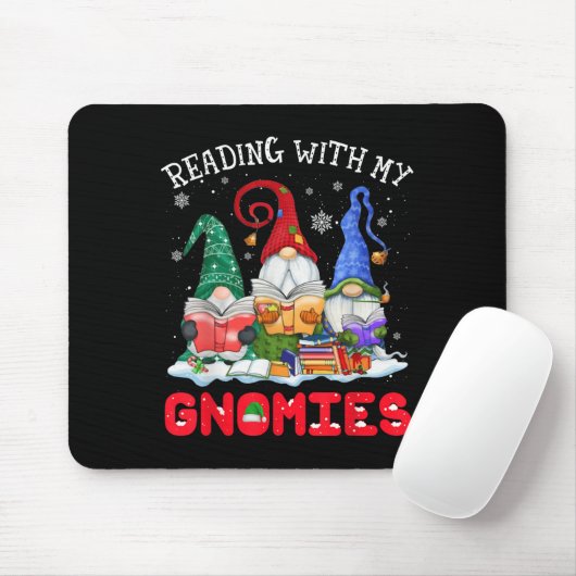 Reading With My Gnomies Christmas Funny Gnomes Rea Mousepad (Mit Mouse)