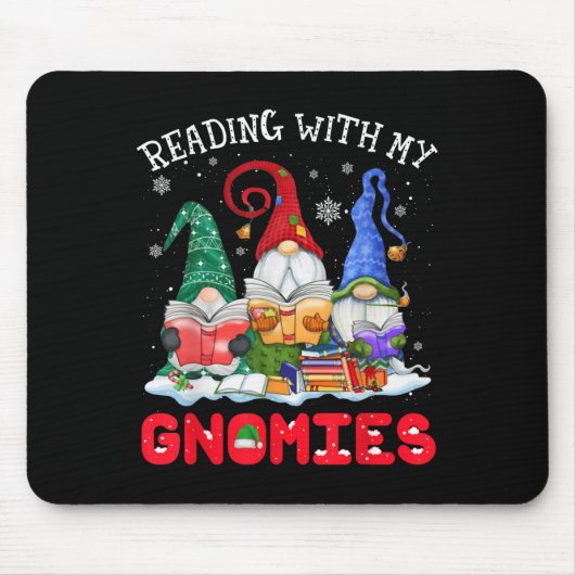 Reading With My Gnomies Christmas Funny Gnomes Rea Mousepad (Vorne)