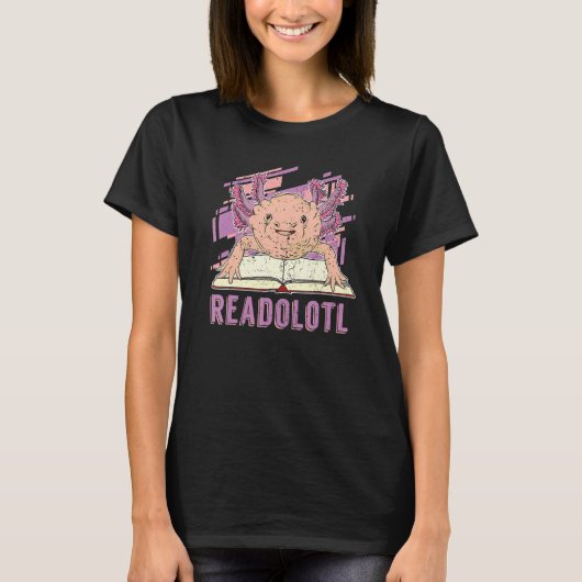 Readolotl Book Reading Exotic Amphibian Animal Axo T-Shirt (Vorderseite)