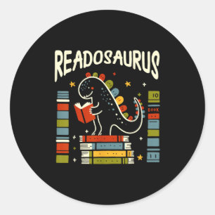 Readosaurus Funny Dinosaur Buch Reading Lover Men Runder Aufkleber