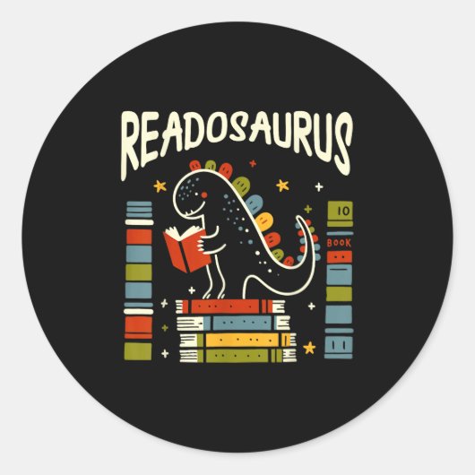 Readosaurus Funny Dinosaur Buch Reading Lover Men Runder Aufkleber (Vorderseite)