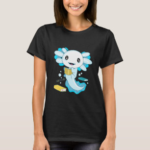 Readsalotl Axolotl Reading Book Bookworm Blue Axo T-Shirt