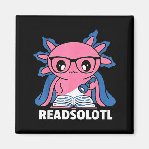 Readsolotl Axolotl Buchliebhaber lustig lesende Ki Magnet