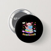 Readsolotl Axolotl liest Bücher cool lesen Kinder Button (Vorne & Hinten)