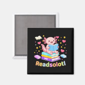 Readsolotl Axolotl liest Bücher cool lesen Kinder Magnet (Vorderseite/Rückseite)
