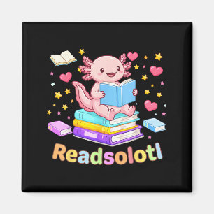 Readsolotl Axolotl liest Bücher cool lesen Kinder Magnet