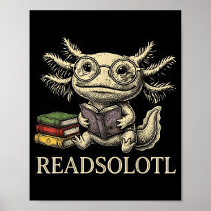 Readsolotl Vintage Axolotl Buchliebhaber lustig le Poster