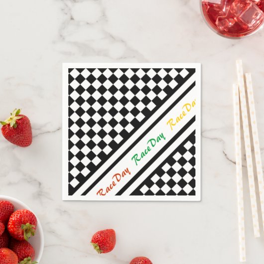 Ready 4 Race Day Classic Racing Karo Schwarz-weiß Serviette (Beispiel)