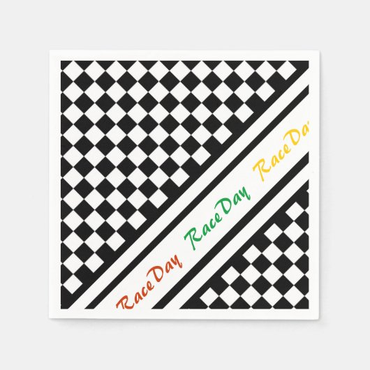 Ready 4 Race Day Classic Racing Karo Schwarz-weiß Serviette (Vorderseite)