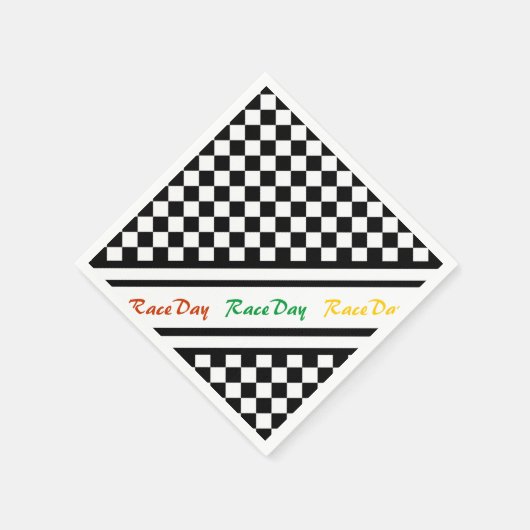 Ready 4 Race Day Classic Racing Karo Schwarz-weiß Serviette (Ecke)