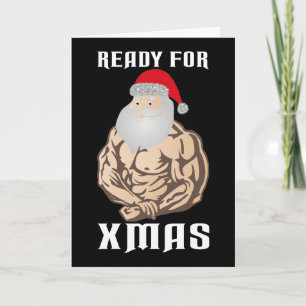 Ready for christmas muscle Santa Claus Feiertagskarte