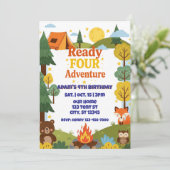 Ready FOUR Adventure, 4th Birthday Einladung (Stehend Vorderseite)
