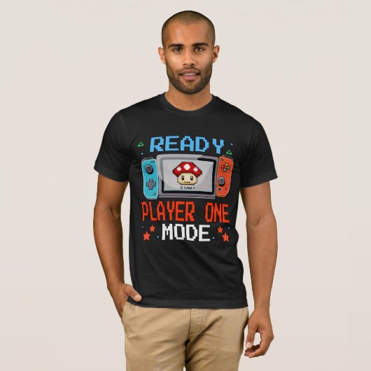 Ready Player One Mode Pixel Art Gaming Shirt (Vorne ganz)