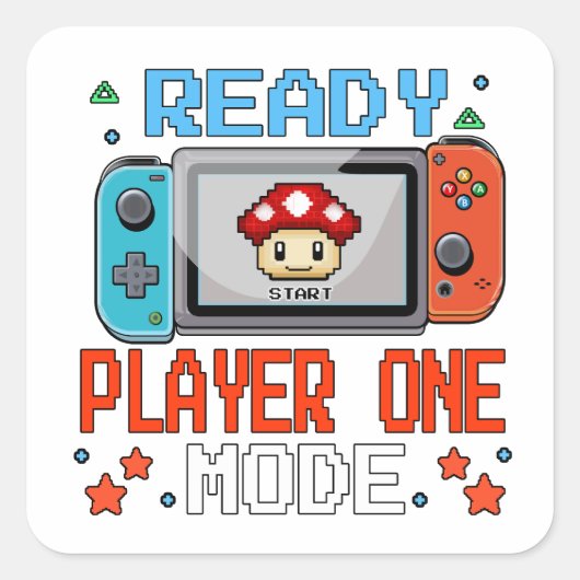 Ready Player One Modus – Retro-Pixel-Gamer-Design Quadratischer Aufkleber (Vorderseite)