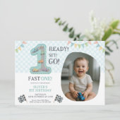 Ready Set Go First Birthday Einladung (Stehend Vorderseite)
