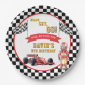 Ready Set Go Race On Boy Birthday Pappteller (Vorderseite)